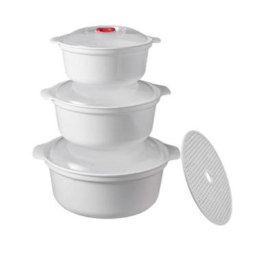 Imagem de Ｂｅｓｇａ Conjunto de 3 Tigelas para Micro-ondas com Tampas, Ideais para Servir Ramen, Pão E Salada.