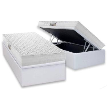 Imagem de Cama Box Baú Solteiro: Colchão Ortopédico Herval Ag65 Frontier + Base Crc Linhão White (88x188)