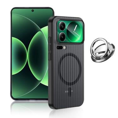 Imagem de Oshmirian Capa para Xiaomi 17 Pro Max – Capa traseira de policarbonato fosco magnético, capa rígida de textura ondulada de névoa de gelo, capa protetora antiimpressão digital fina à prova de choque