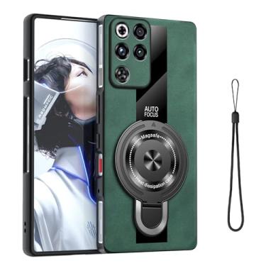 Imagem de YAJOJO Capa magnética para ZTE Nubi RedMagic 11 Pro+/RedMagic 11 Pro com suporte, capa protetora de couro premium, [Suporte] [Magnético], Verde