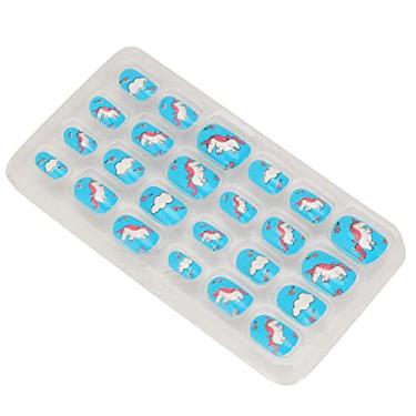 Imagem de Cryfokt Unhas Falsas Artificiais de Cobertura Completa Com Estampa de Desenho Animado Infantil para Faça você Mesmo Em Casa, 24 Peças de Unhas Falsas Curtas para Meninas, Cola Em (01)