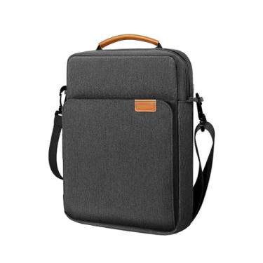 Imagem de Bolsa para tablet com alça de ombro para tablet de 9 a 11 polegadas à prova de choque bolsa de armazenamento adequada para l-pad 9ª/8ª/7ª geração, Preto e cinza