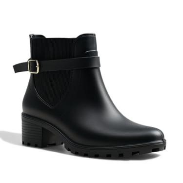 Imagem de Bota Galocha Feminina Impermeável Cano Curto Para Chuva (Preto, Medio, BR, Adulto, Faixa Numérico, 39, 40)