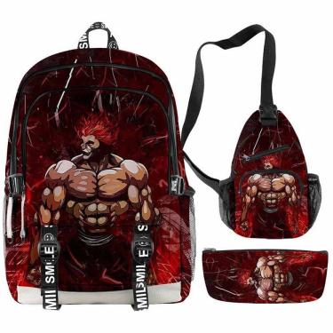 Imagem de Conjunto de mochilas escolares Hanma Baki Jack Hanma Hammer 3 unidades