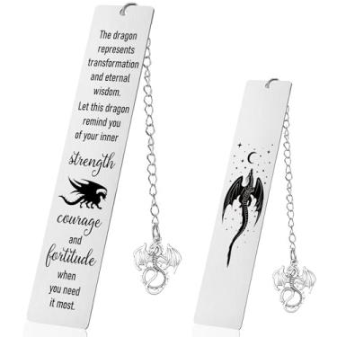 Imagem de Marcador de livro de dragão para homens e mulheres - Marcador de livro inspirador de metal com pingente de quarta asa, marcador de livro para amantes de dragões, presente para amigos, aniversário