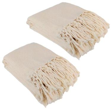 Imagem de Kit 2 Mantas Para Sofá Bege 240x180 em Algodão - Dicaza