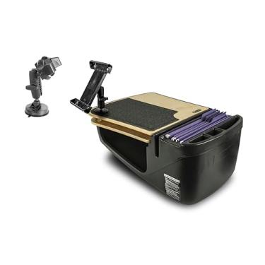 Imagem de AutoExec Mesa de carro GripMaster para sua estação de trabalho de veículos e escritório móvel, bétula, com suporte para tablet e suporte de sucção para telefone