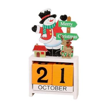 Imagem de Nishiyuenyi Calendário de Natal de Madeira para Decoração de Mesa, E Rústico, Ideal para O Natal No Escritório, em Casa Ou Na Sala de Estar, Style a, Tamanho real