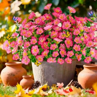 Imagem de Flores artificiais para atividades ao ar livre, 12 buquês de margaridas artificiais com folhas de eucalipto, resistentes aos raios UV, para decoração de casa, jardim, versátil para decoração interna e