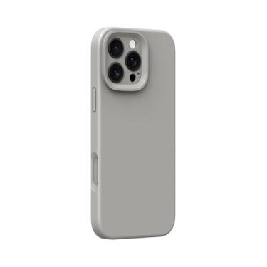 Imagem de Capa de silicone líquido com botão de câmera para iPhone 16 Pro Max, 15 Pro, 14 e 13, capa protetora fosca com carregamento sem fio, cinza claro, para iPhone 13 Pro