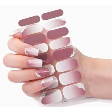 Imagem de Kit Adesivos para Unhas com 4 Modelos. Fácil Aplicação. Marrom Glitter, Branco, Lilás Degradê e Branco, Róseo Nude. Sem gel e Autocolante.