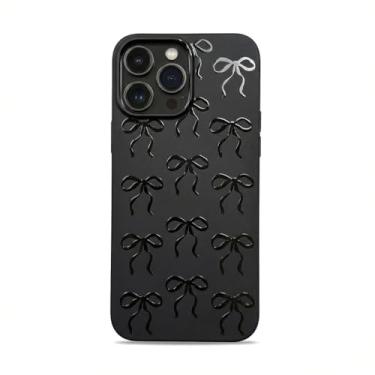 Imagem de Cavka Capa preta compatível com - iPhone 16e - laço de fita coquete impressão estética fosca capa protetora para telefone fina TPU bonito design elegante borracha silicone bonito acessórios balletcore