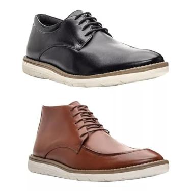 Imagem de Kit Sapato Social Masculino em Couro Legítimo, Confortável, Palmilha Ortopédica (Preto/Conhaque, BR, Adulto, Numérico, 40)
