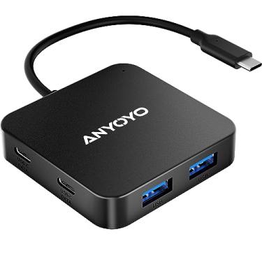 Imagem de ANYOYO Hub USB C 6 em 1 com 5 Gbps USB 3.0 (3A+2C) e porta DC 5V, adaptador USBC multiportas, divisor USB C para pen drive, teclado, mouse