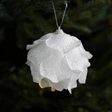 Imagem de 1 peça de enfeites de Natal com glitter, enfeite de bola de Natal de 8,5 cm, enfeites de pinheiros artificiais, flores, enfeites de pendurar para decoração de casa de Natal