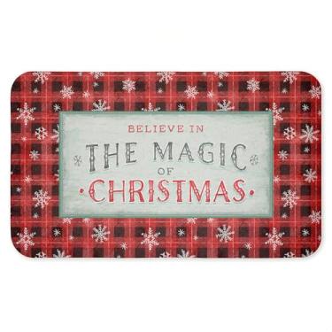 Imagem de Tapete antifadiga xadrez vermelho Magic of Christmas, tapete ergonômico acolchoado para cozinha e suporte antiderrapante, tapete confortável ecológico, design por Chad Barrett, 76 cm x 45 cm