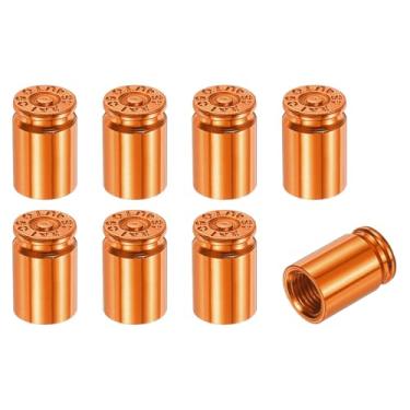 Imagem de PATIKIL Tampas de haste de válvula de pneu, 8 peças universais de liga de alumínio para carros SUV, caminhões, bicicletas, motocicletas, bicicletas, laranja