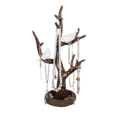 Imagem de UFAIRV Porta-joias retrô para ramos, expositores, torre de árvore de pássaros, organizador de pendurar para anéis, brincos, colar, pulseira, adequado para salas de estar, banheiros, escritórios, etc