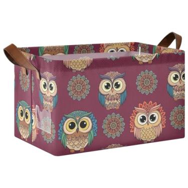 Imagem de Boho Owls Organizador de suéter grande para armário com alças, caixas de armazenamento de brinquedos 40 x 29 x 25 cm cestas para organizar 2 unidades
