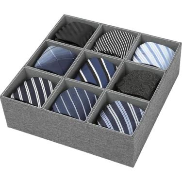 Imagem de POCREATION Organizador de Gaveta, Caixa de Armazenamento Com 9 Seções para Roupas Íntimas Meias Gravatas Cintos, Dobrável Com Base de Zíper Seguro, para Armário Guarda-Roupa (Cinza)