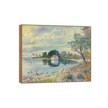 Imagem de BMZFYBS David Burliuk famosas impressões em tela de arte de parede prontas para pendurar. Florida Everglades. Pintura de moldura de madeira para decoração de sala de estar 30 x 35 cm 12 x 13 polegadas