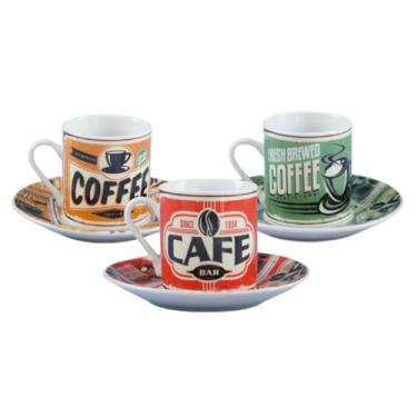 Imagem de Jogo de Café em Porcelana Colors Coffee 12 Peças – 6 Canecas 80ml com Pratos
