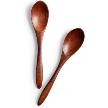 Imagem de Mini colher de madeira versátil para mel, café, geléia, pastas, itens essenciais para cozinha doméstica
