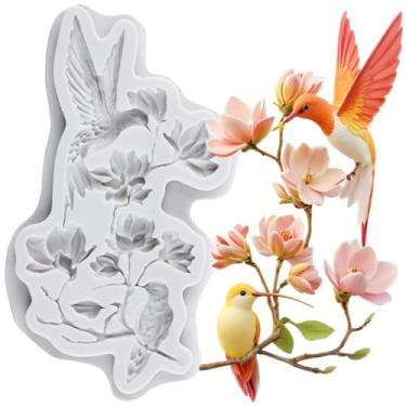 Imagem de MYPRACS Molde de silicone para fondant de flor de beija-flor para decoração de bolo de açúcar, topo de cupcake, pasta de goma de chocolate, argila de polímero