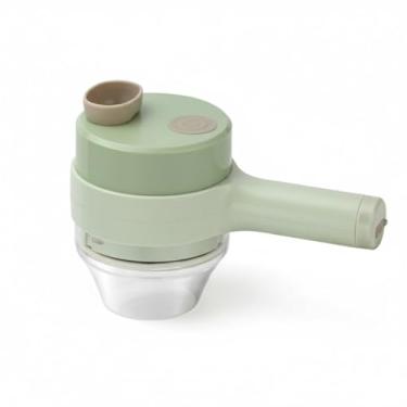 Imagem de Mini Processador Manual de Alimentos, Verde Menta, Recipiente de Vidro, Lâminas Duplas, 16.5cm x 12.7cm, Ideal para Legumes e Temperos