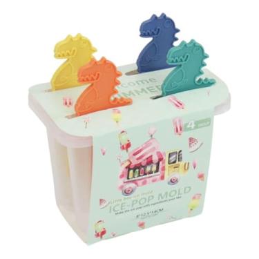 Imagem de Forma para Picolé Dinossauro, Plástico Polipropileno, 4 Unidades, Colorido, 14,5 x 13 x 8 cm, Molde para Sorvete Infantil