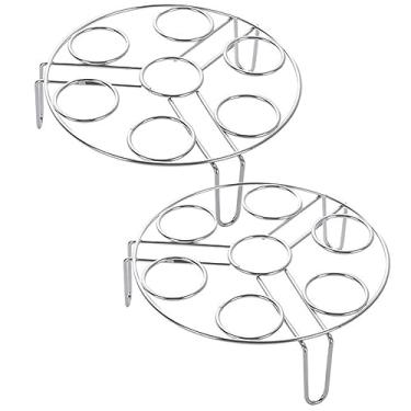 Imagem de 2 peças de aço inoxidável para vaporizadores de ovos, para cozinhar alimentos, ovos, vaporizador, suporte de cesta, suporte para ovos ferventes, panela de pressão, acessórios de vapor, prata
