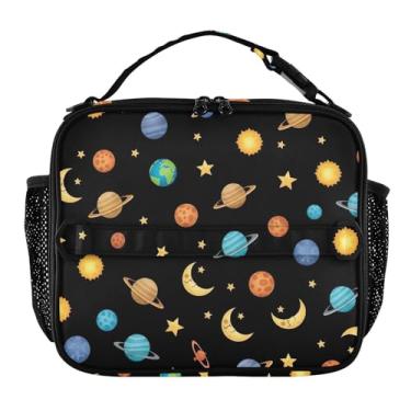 Imagem de Joisal Lancheira de planetas coloridos para mulheres, meninas, lancheira com alça de ombro, lancheira masculina e infantil para trabalho e meninos, bolsa térmica com flores fofas