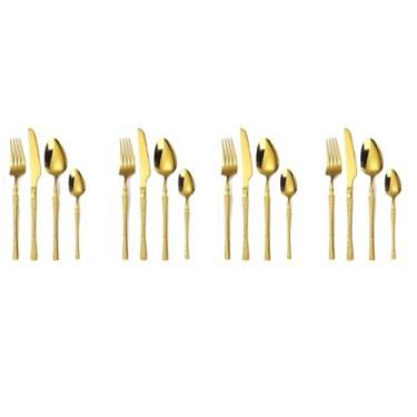Imagem de Conjunto De Talheres De AçO InoxidáVel Dourado De Luxo — UtensíLios De AçO InoxidáVel Para Casamentos, Banquetes, Festas E Cozinha(Pontilhado dourado/24 peças)