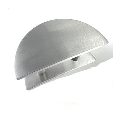 Imagem de SUYA Puxador de porta push-pull, puxador meio redondo de liga de alumínio de alta resistência para porta comercial externa/porta de celeiro, resistente à ferrugem, fácil instalação, níquel escovado