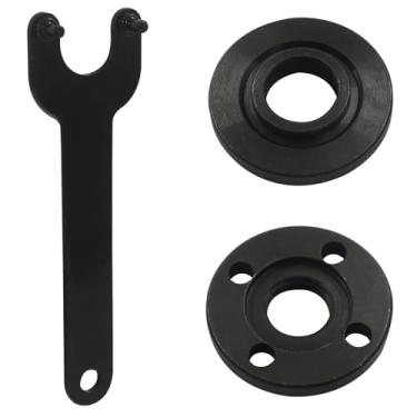 Imagem de Seimneire Porca de trava de chave inglesa com 3 peças, porca de trava de metal flange 5/8-11 compatível com moedores Dewalt, Milwaukee, Makita de 11,4 cm/12,7 cm (preto)