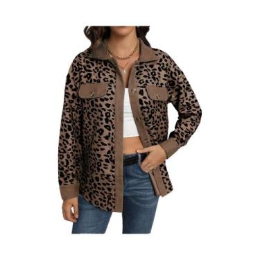 Imagem de Jaqueta Bomber Elegante Feminina Com Estampa De Leopardo, Estilo Casua