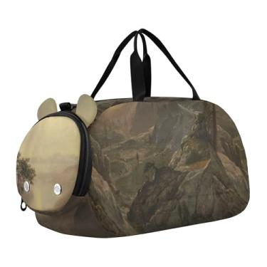 Imagem de Bolsa esportiva para meninos Leonardo da Vinci Batismo Cristo, bolsa de viagem para crianças, meninas, bolsa de viagem para crianças, Veja a estampa Donner Lake Albert Bierstadt, Clássico