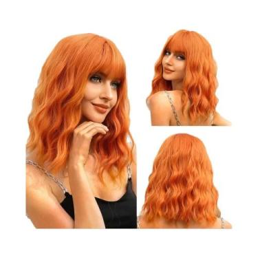 Imagem de Peruca Sintética Curta E Lisa Para Mulheres, Estilo Bob Preto Com Fran