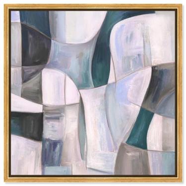 Imagem de Decoração de parede de escritório com impressão em tela Blue Reverie I por Art Remedy, moldura dourada, 76 x 76 cm