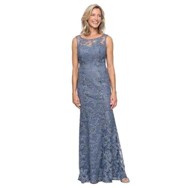 Imagem de Alex Evenings Vestido feminino longo sem mangas para mãe da noiva com xaile, Azul vintage, 52