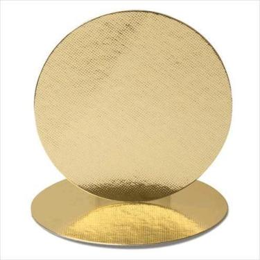 Imagem de Base laminada redonda 35cm ouro com 10 unidades l.a.  - LA DISTRIBIDOR