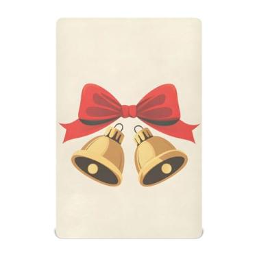 Imagem de Wassud Jogo de lençol de berço respirável com sino de Natal para meninos e meninas, neutro, 68 x 99 cm