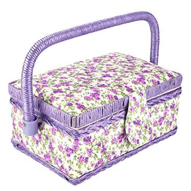Imagem de Generic Cesta de Costura Com Estampa Floral Com Aparência Elegante, Organizador de Costura Artesanal de Tecido para Uso Confortável, Caixa de Armazenamento de Artesanal para Agulha de Linha, Cesta
