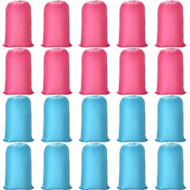 Imagem de Nuogo 20 peças de saco de lavanderia lavável para viagem com fecho de cordão grande resistente para barraca de acampamento, cobertores de roupas sujas, armazenamento de tecido, vários usos (rosa, azul