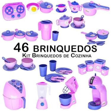 Imagem de Mega Kit Cozinha Infantil Eletro Jogo Panela Talheres 46pç - CLICKCOMP