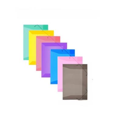 Imagem de Kit de Pastas A4 com Elástico e Aba - Modelo Fino, Cores Sortidas, Opções de 3/5/10/20 Unidades, Ideal para Escola, Escritório e Organização de Documentos (Rosa,A4,3)