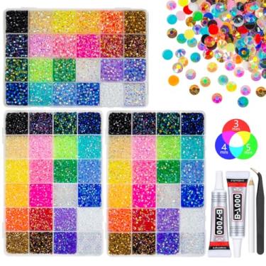 Imagem de qiipii Caixas Com 24 Strass De Resina Gelatinosa 3 Mm, 4 Mm E 5 Cola B7000 Para Artesanato Deslumbrante, Pedras Coloridas Fundo Plano, Joias, Diamantes, Pingentes, Unhas, Maquiagem Facial, Copos, Ga
