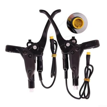 Imagem de Par de alavanca de freio hidráulico Ebikes - Liga de alumínio durável com ferramentas essenciais de instalação (compatível com guidão de 22 mm) (L+r)