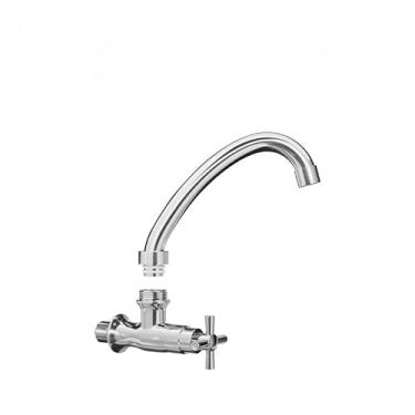 Imagem de Torneira Cozinha Monocomando para Parede com Tubo Curvo - Água Fria, ABS, Cromado e Aerador Economizador(1)