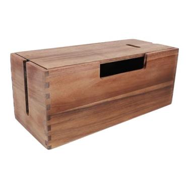 Imagem de Luocute Caixa de Gerenciamento de Cabos de Madeira, Organizador Premium de Ocultação de Cabos de Madeira para Régua de Energia e Elétricos, Com Design Simples para Ocultar Fios de